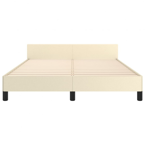 Estructura de cama con cabecero cuero sintético crema 140x190cm M 5