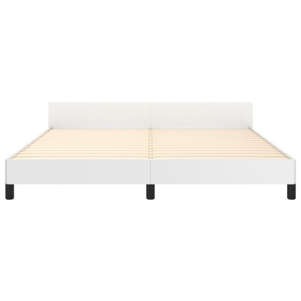 Estructura de cama cabecero cuero sintético blanco 160x200 cm M 5
