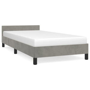 Estructura de cama con cabecero terciopelo gris claro 90x200 cm H