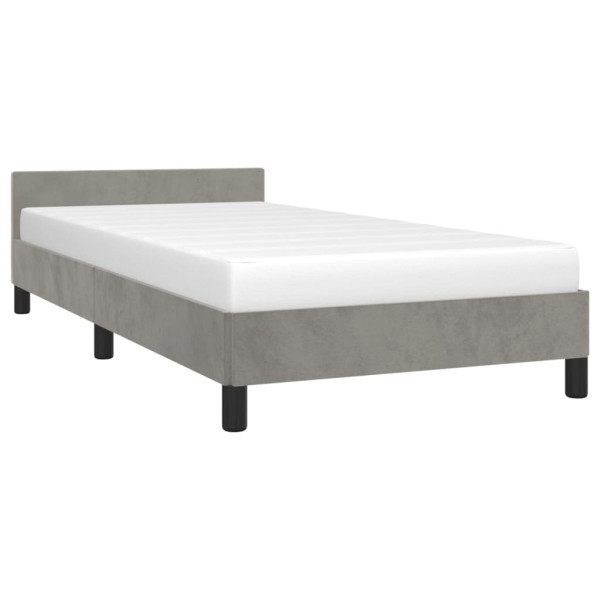 Estructura de cama con cabecero terciopelo gris claro 90x200 cm M 3