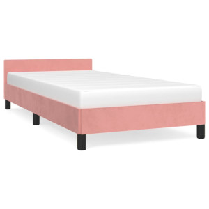 Estrutura cama c/ cabeceira sem colchão 90x200 cm veludo rosa H