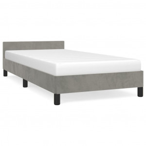 Estrutura de cama sem colchão 100x200 cm veludo cinzento-claro H
