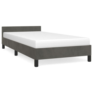 Estrutura de cama sem colchão 100x200 cm veludo cinzento-escuro H