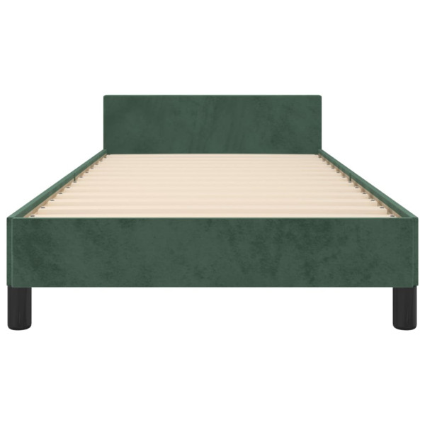 Estrutura de cama sem colchão 100x200 cm veludo verde-escuro M 5