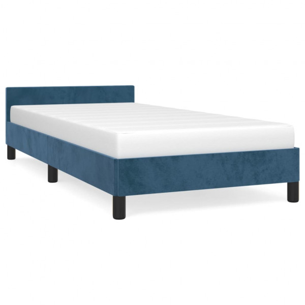 Estructura cama con cabecero terciopelo azul oscuro 100x200 cm M 2