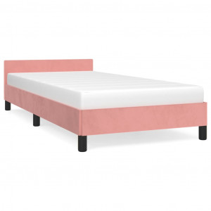 Estrutura cama c/ cabeceira sem colchão 100x200 cm veludo rosa H
