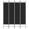 Biombo divisor de 4 paneles de tela negro 160x200 cm 3