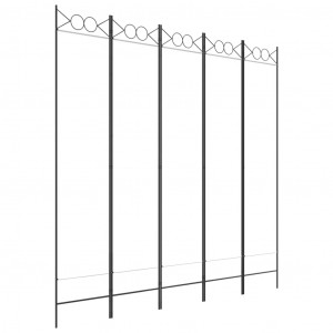 Biombo divisor de 5 paneles de tela blanco 200x200 cm H