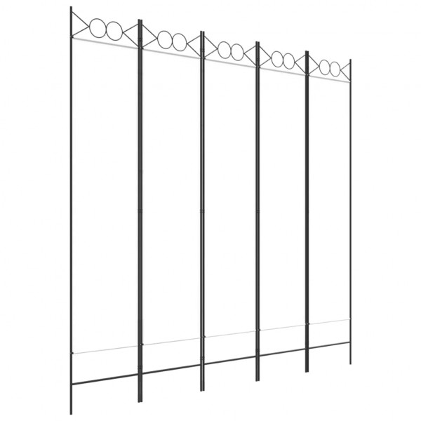 Biombo divisor de 5 paneles de tela blanco 200x200 cm M 2