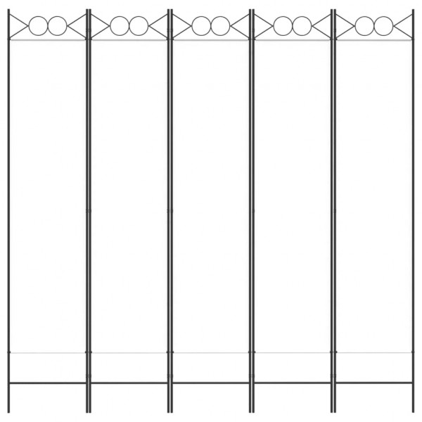 Biombo divisor de 5 paneles de tela blanco 200x200 cm M 3