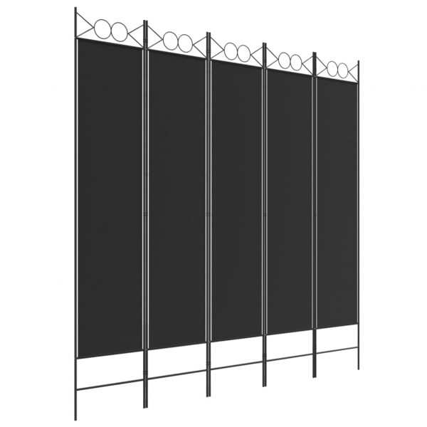 Biombo divisor de 5 paneles de tela negro 200x200 cm M 2
