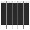 Biombo divisor de 5 paneles de tela negro 200x200 cm 3
