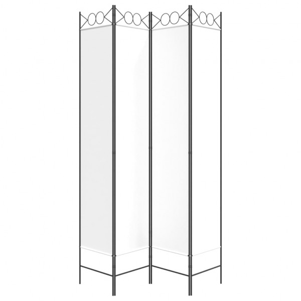Biombo divisor de 4 paneles de tela blanco 160x220 cm M 4