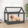 Cama para cães 81x60x70 cm madeira de pinho maciça cinza 5