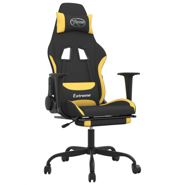 Silla gaming con reposapiés tela negro y amarillo M 2