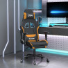 Silla gaming con reposapiés tela negro y naranja 1