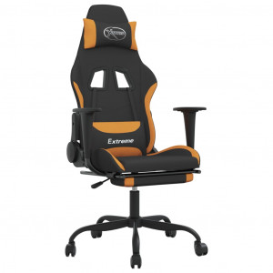 Silla gaming con reposapiés tela negro y naranja H