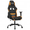 Silla gaming con reposapiés tela negro y naranja 2