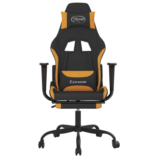Silla gaming con reposapiés tela negro y naranja M 3