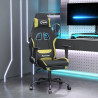 Silla gaming con reposapiés tela verde claro y negro 1