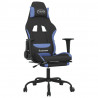 Silla gaming con reposapiés tela negro y azul 2
