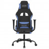Silla gaming con reposapiés tela negro y azul 3
