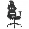 Silla gaming con reposapiés tela negro y blanco 2