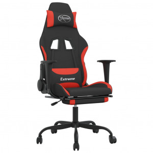 Silla gaming con reposapiés tela negro y rojo H