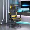 vidaxL Cadeira de gaming com apoio para os pés tecido preto e amarelo 1