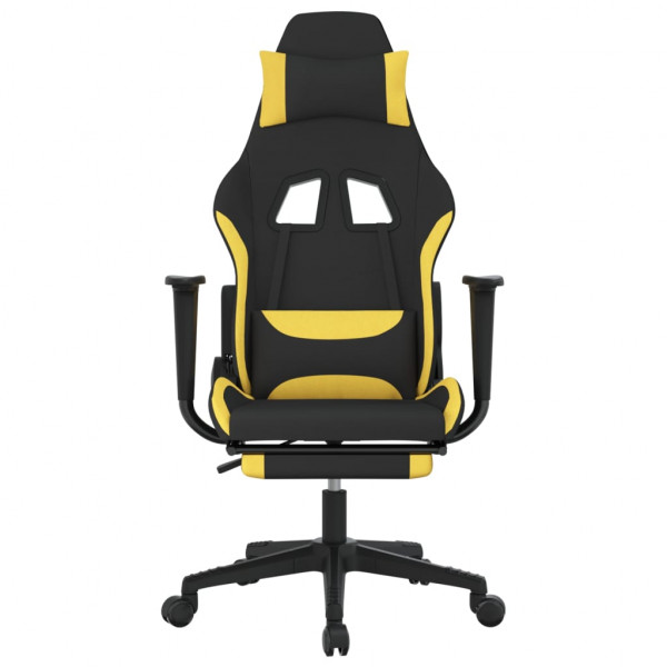 vidaxL Cadeira de gaming com apoio para os pés tecido preto e amarelo M 3