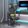 Silla gaming con reposapiés tela verde claro y negro 1