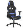 Silla gaming con reposapiés tela negro y azul 2