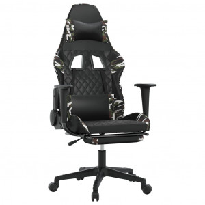Silla gaming masaje reposapiés cuero sintético negro camuflaje H