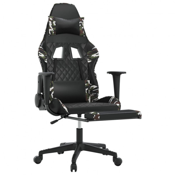 Cadeira gaming massagens apoio pés couro artif preto/camuflagem M 3