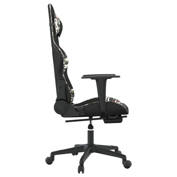 Cadeira gaming massagens apoio pés couro artif preto/camuflagem M 5