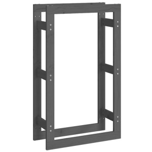 Estante para leña madera maciza de pino gris 60x25x100 cm H