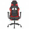 Silla gaming con reposapiés cuero sintético negro rojo 3
