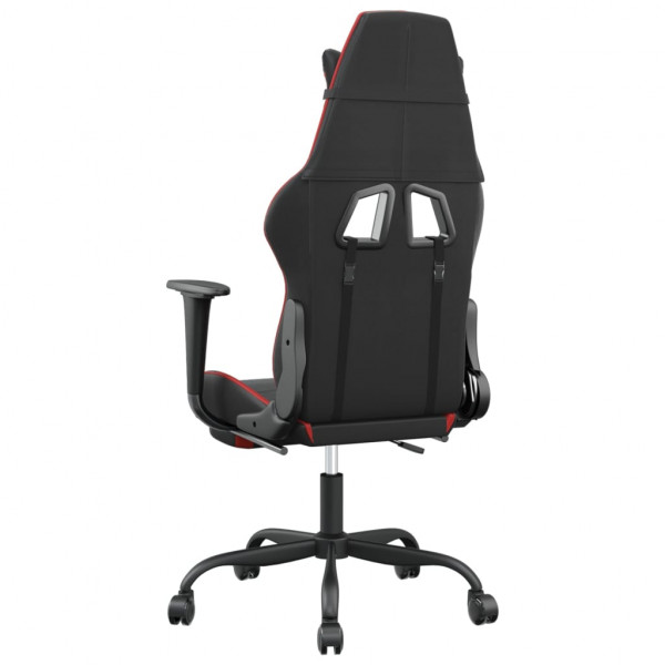 Cadeira gaming c/ apoio pés couro artificial preto e vermelho M 5