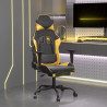 Silla gaming con reposapiés cuero sintético negro dorado 1