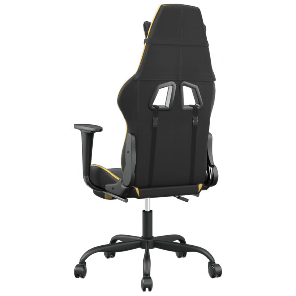 Cadeira gaming c/ apoio pés couro artificial preto e dourado M 5