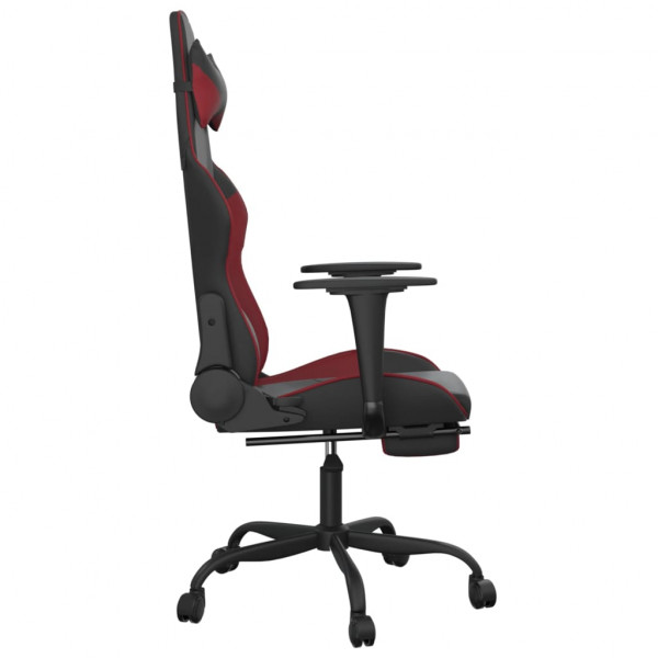 Silla gaming con reposapiés cuero sintético negro rojo tinto M 4
