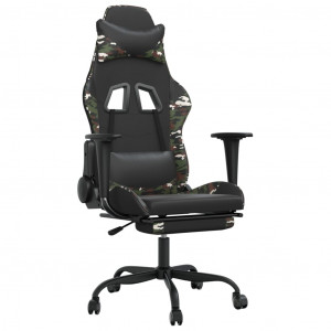 Silla gaming con reposapiés cuero sintético negro camuflaje H