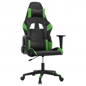 Cadeira gamer em couro sintético preto e verde H
