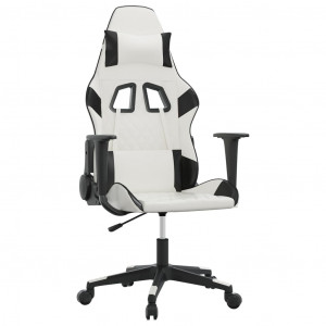 Silla gaming cuero sintético blanco y negro H