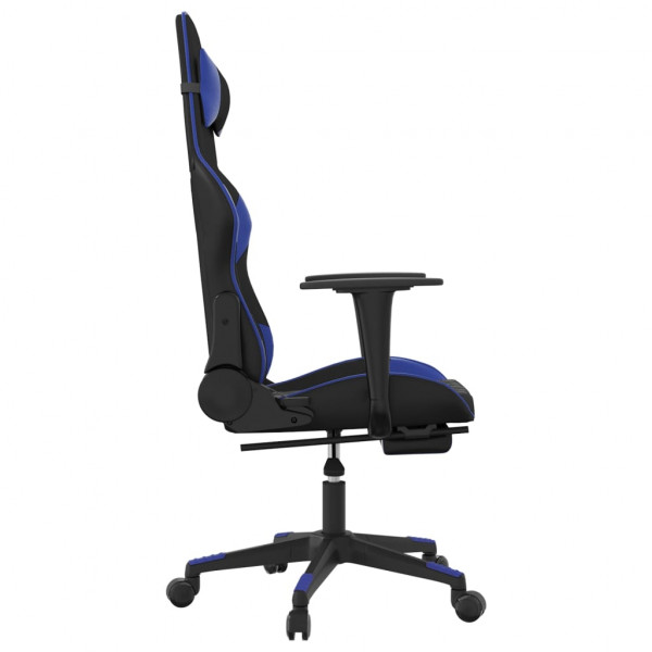 Silla gaming con reposapiés cuero sintético negro azul M 4