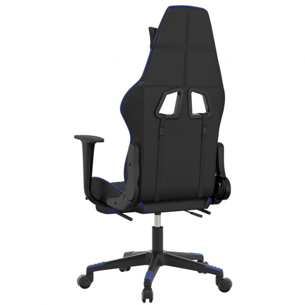 Silla gaming con reposapiés cuero sintético negro azul M 5