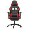 Cadeira gaming c/ apoio pés couro artificial preto e vermelho 3