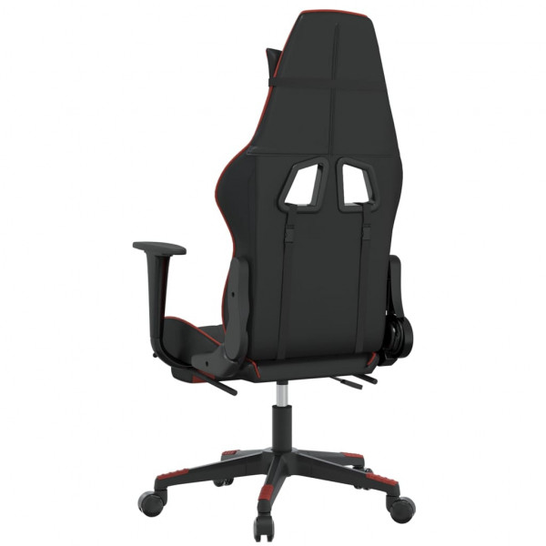 Silla gaming con reposapiés cuero sintético negro rojo M 5