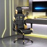 Cadeira gaming c/ apoio pés couro artificial preto e dourado 1