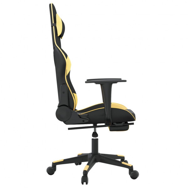 Silla gaming con reposapiés cuero sintético negro dorado M 4